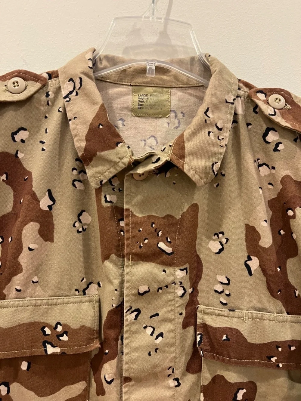 Vintage 90s Military Jacket Mens Large Chocolate Chip Gulf War Clean No Patches